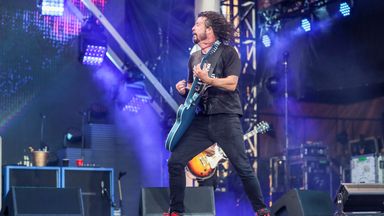 Dave Grohl of the Foo Fighters performs at Pilgrimage Music and Cultural Festival at The Park at Harlinsdale on Sunday, September 22, 2019, in Franklin, Tenn. (Photo by Al Wagner/Invision/AP).